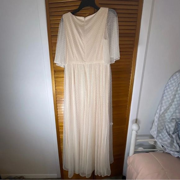 Adrianna Papell By Anthropologie Rivoli Tulle Blush Rose Gown Sz 10 NWT - Picture 6 of 10